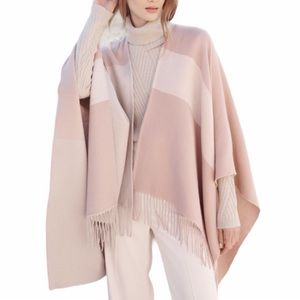 SOIA & KYO pale BLUSH pink and white scarfigan with fringe NWT